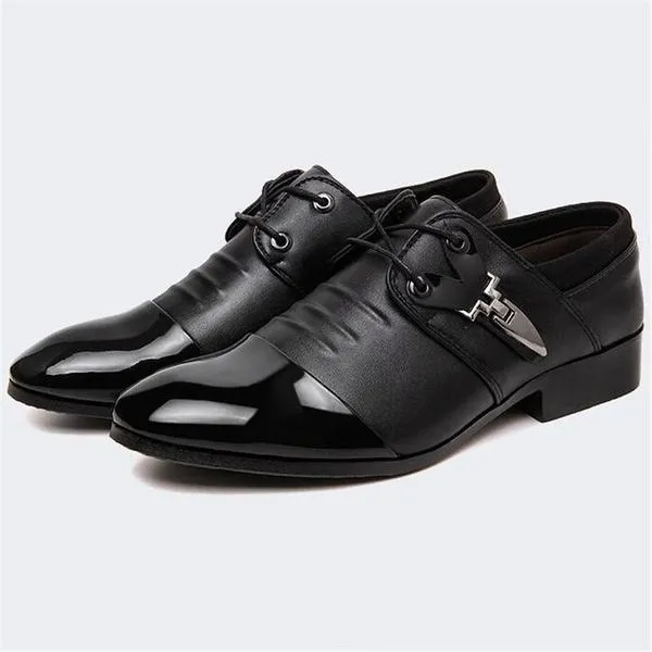 Men's Dress Shoes - Leather Business Office Wedding Flats Man Casual Party Driving Shoes