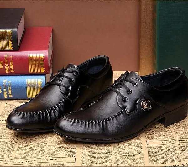 Men's Dress Shoes - Leather Business Office Wedding Flats Man Casual Party Driving Shoes