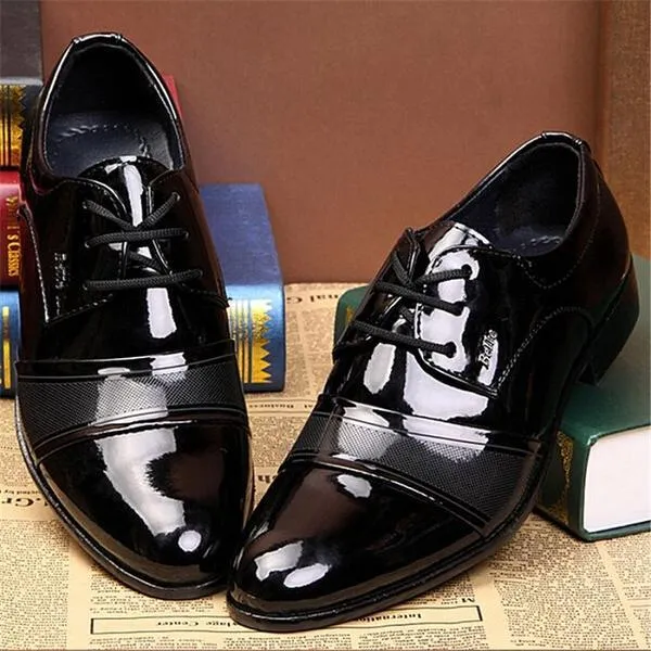 Men's Dress Shoes - Leather Business Office Wedding Flats Man Casual Party Driving Shoes