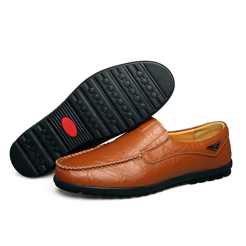 Men's Genuine Leather Casual Driving Shoes | Plus Size Loafers