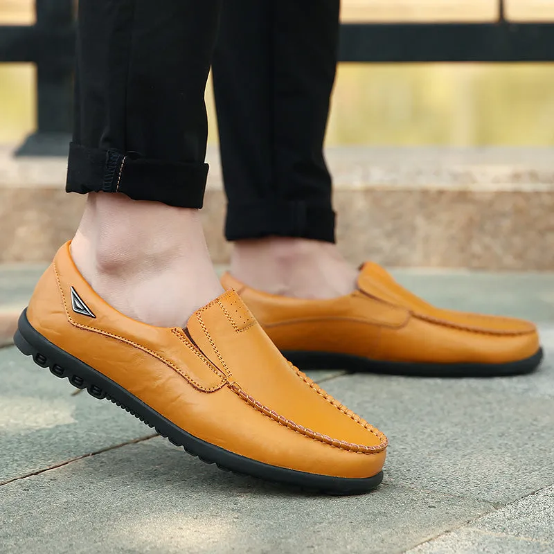 Men's Genuine Leather Casual Driving Shoes | Plus Size Loafers
