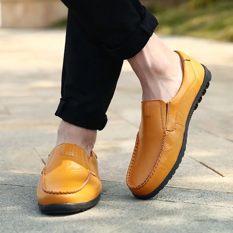 Men's Genuine Leather Casual Driving Shoes | Plus Size Loafers