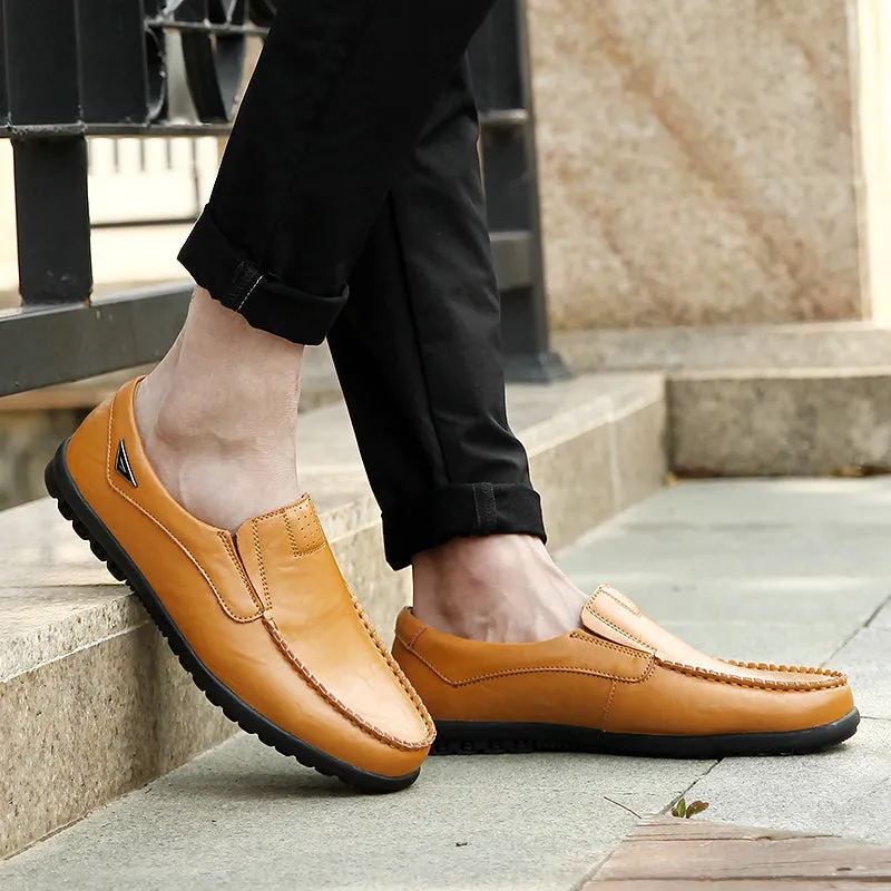 Men's Genuine Leather Casual Driving Shoes | Plus Size Loafers