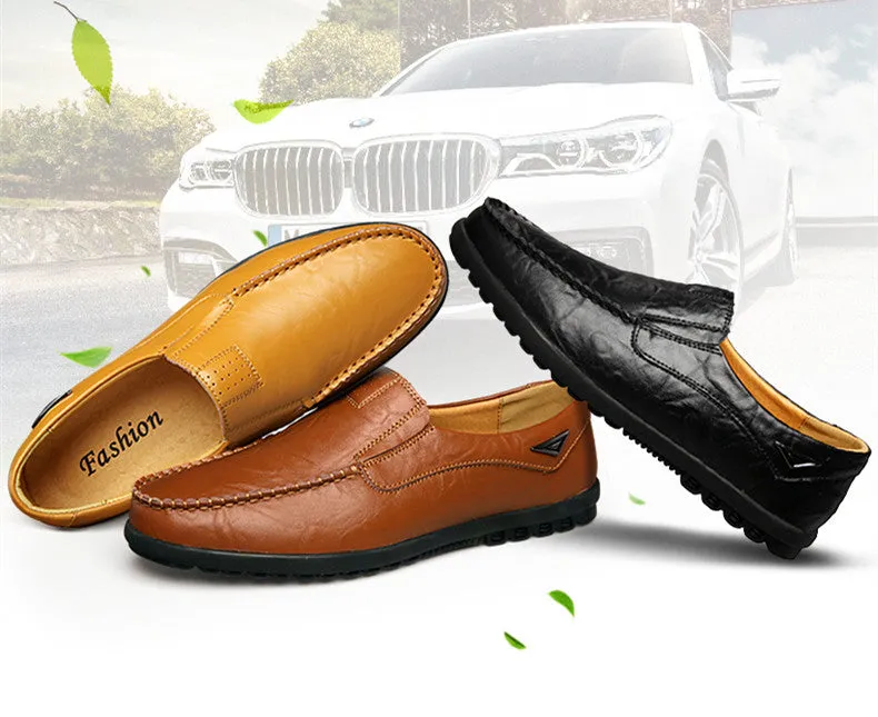 Men's Genuine Leather Casual Driving Shoes | Plus Size Loafers