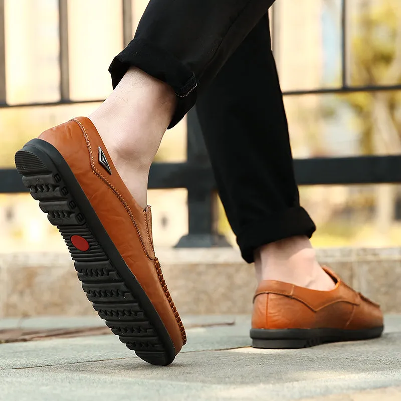 Men's Genuine Leather Casual Driving Shoes | Plus Size Loafers