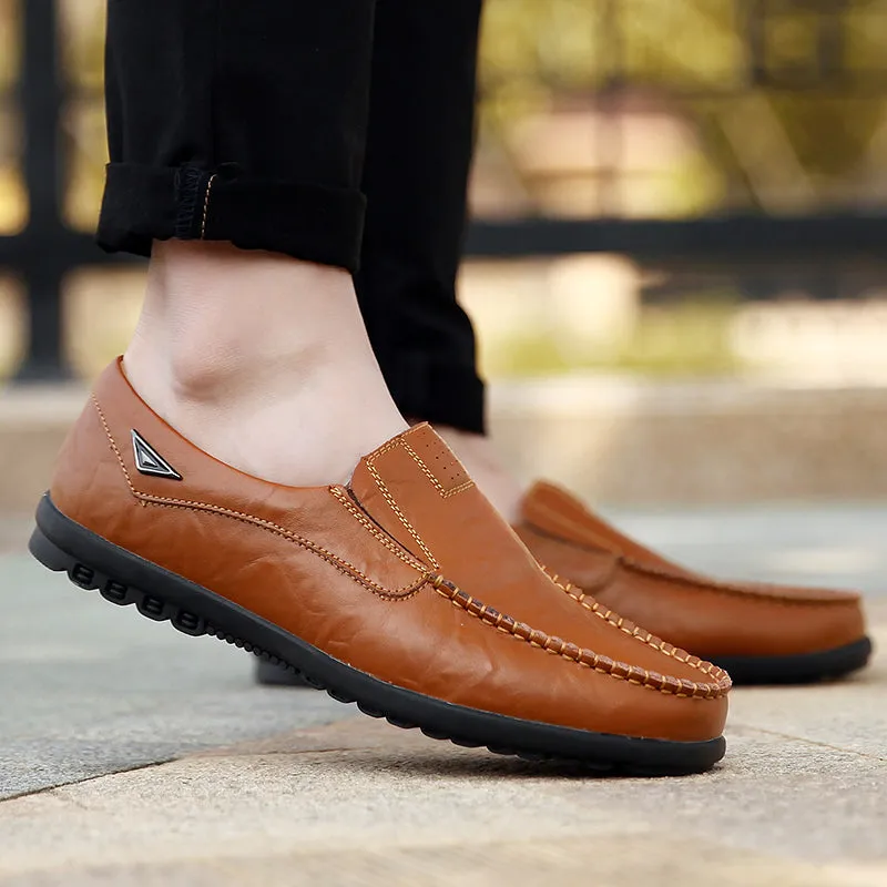 Men's Genuine Leather Casual Driving Shoes | Plus Size Loafers
