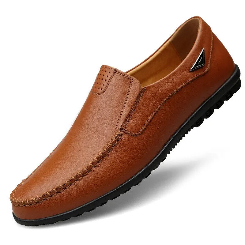 Men's Genuine Leather Casual Driving Shoes | Plus Size Loafers
