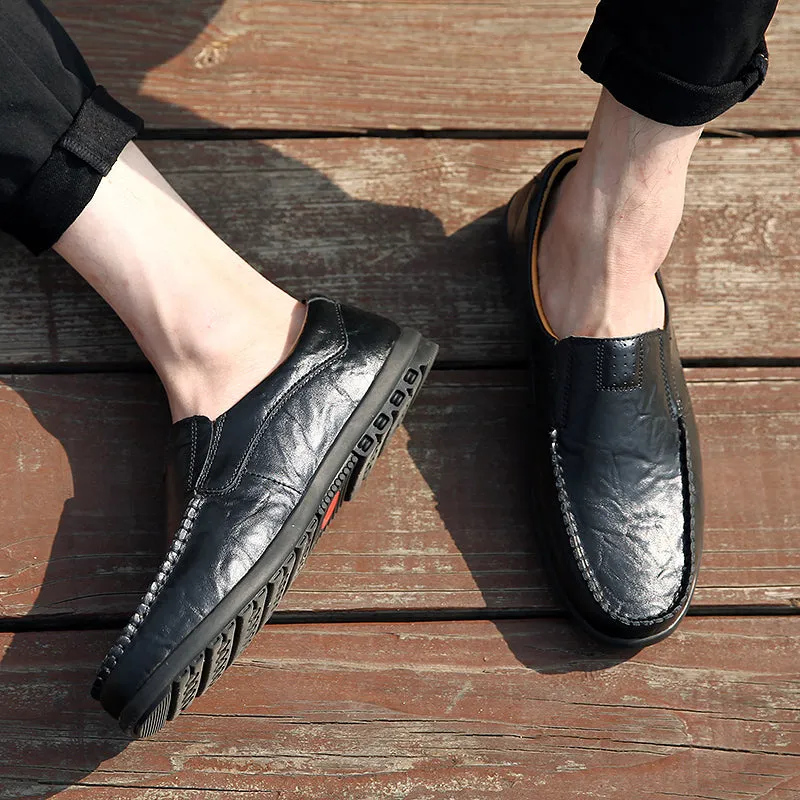 Men's Genuine Leather Casual Driving Shoes | Plus Size Loafers