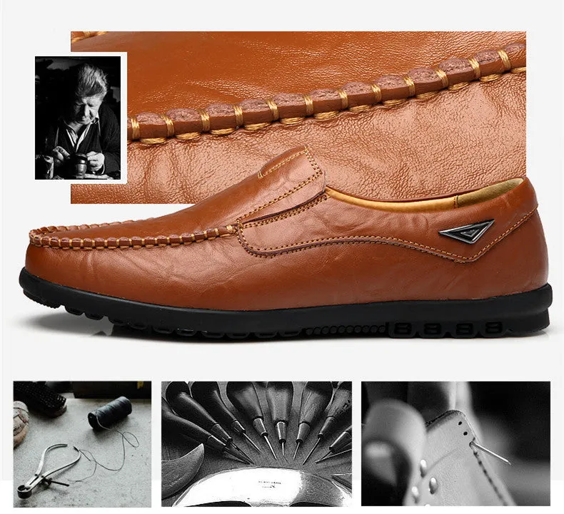 Men's Genuine Leather Casual Driving Shoes | Plus Size Loafers