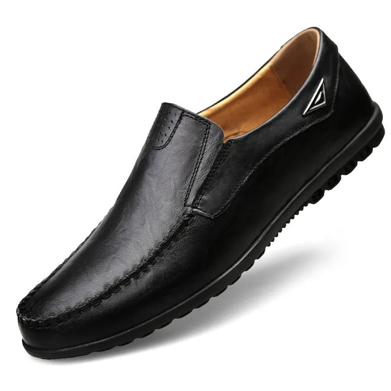 Men's Genuine Leather Casual Driving Shoes | Plus Size Loafers