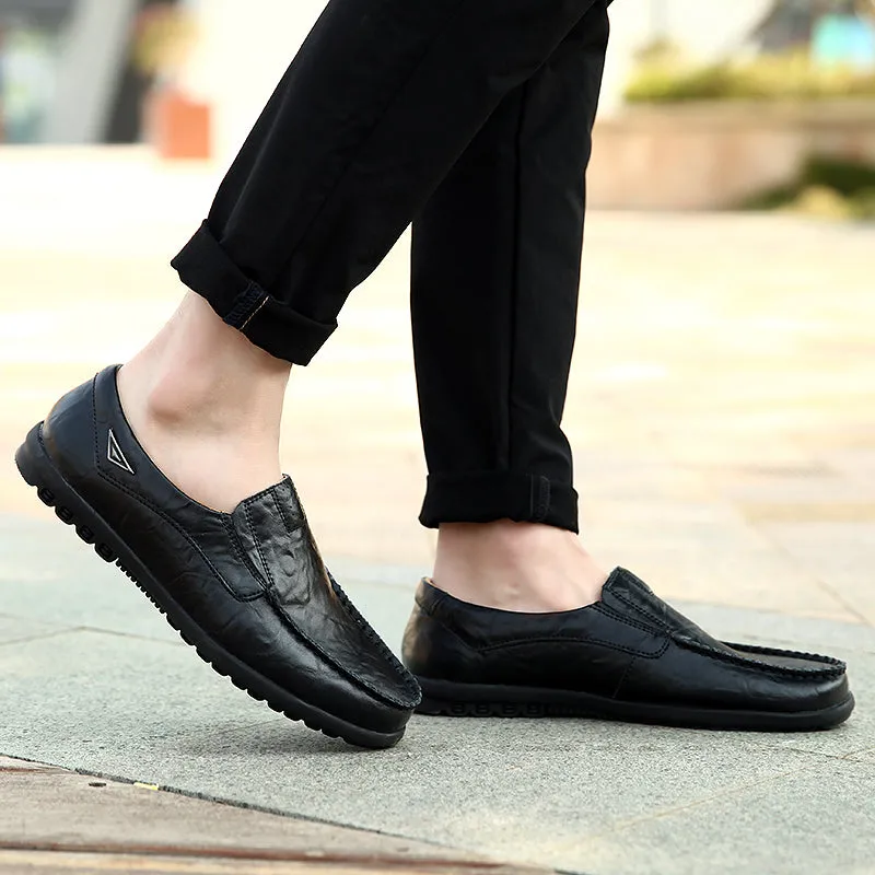 Men's Genuine Leather Casual Driving Shoes | Plus Size Loafers
