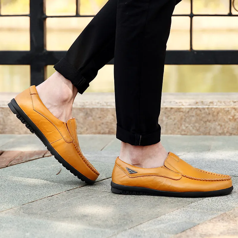 Men's Genuine Leather Casual Driving Shoes | Plus Size Loafers