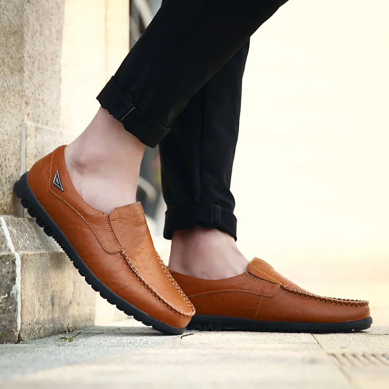 Men's Genuine Leather Casual Driving Shoes | Plus Size Loafers