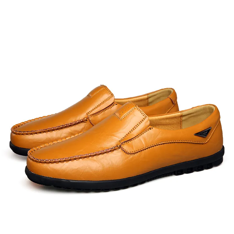 Men's Genuine Leather Casual Driving Shoes | Plus Size Loafers