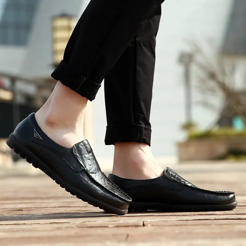 Men's Genuine Leather Casual Driving Shoes | Plus Size Loafers