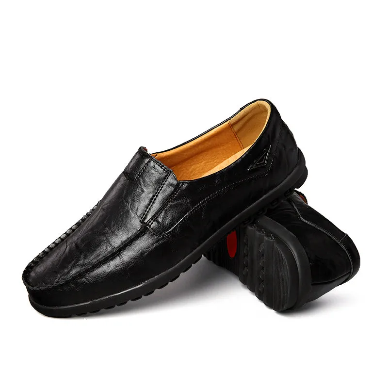 Men's Genuine Leather Casual Driving Shoes | Plus Size Loafers