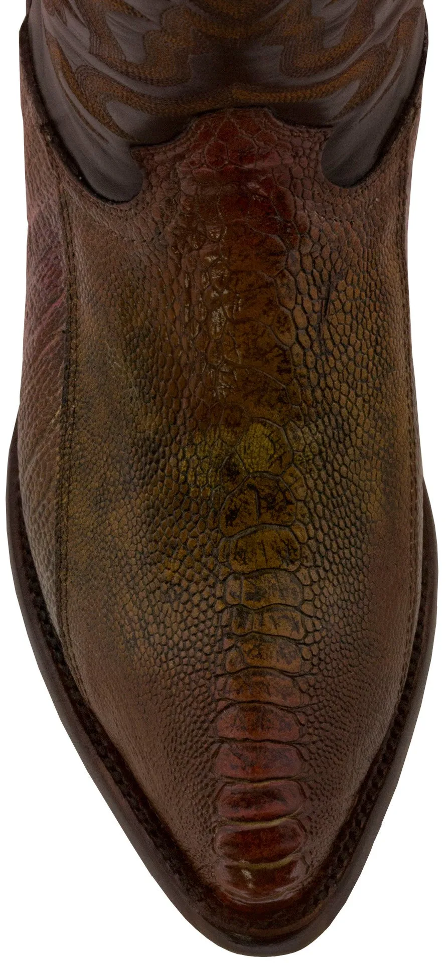 Men's Honey Genuine Ostrich Leg Skin Cowboy Boots J Toe
