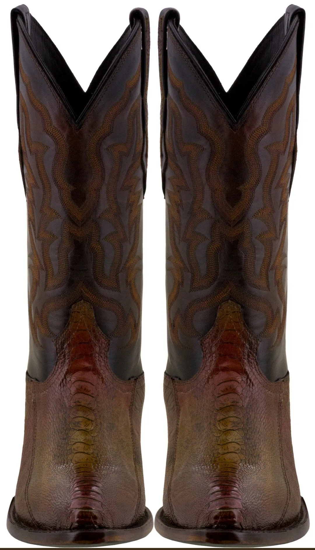 Men's Honey Genuine Ostrich Leg Skin Cowboy Boots J Toe