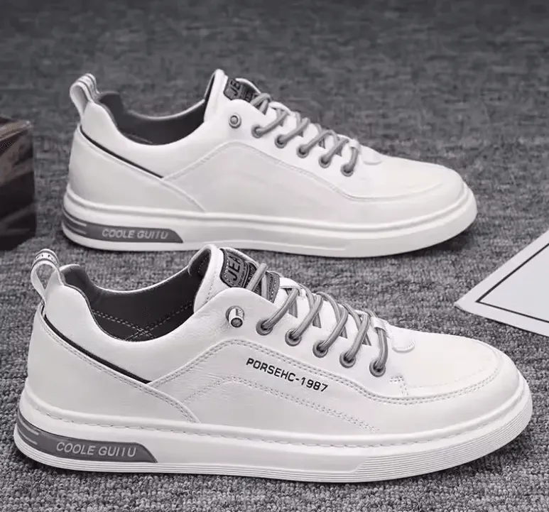 Men’s Leather Sneakers – Comfortable Slip-On Shoes for Driving, Walking & Office Fashion