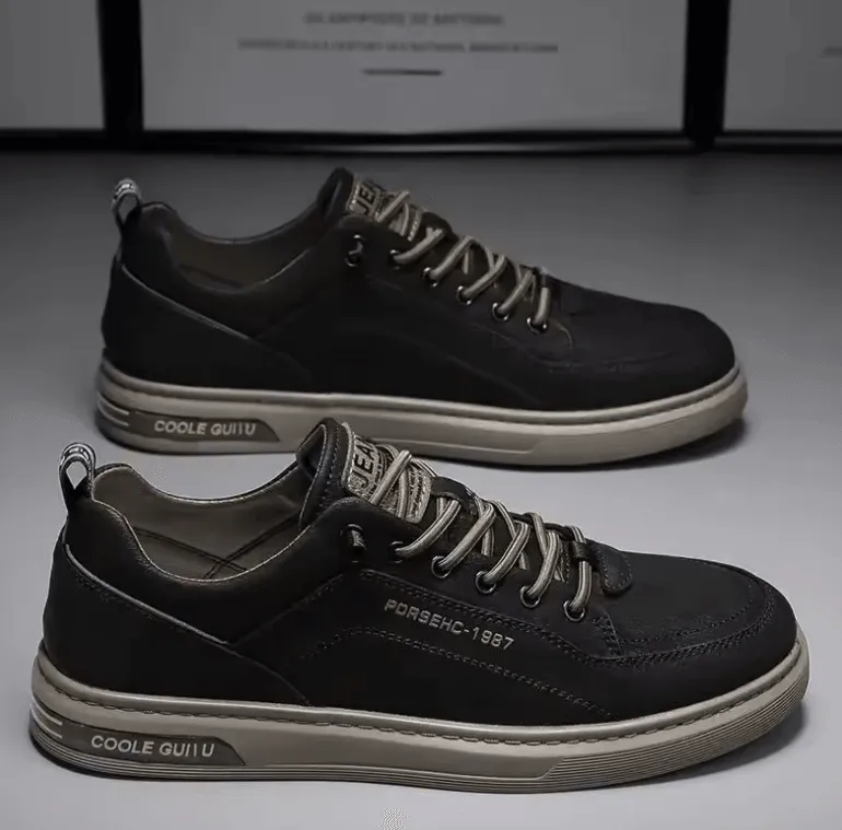 Men’s Leather Sneakers – Comfortable Slip-On Shoes for Driving, Walking & Office Fashion