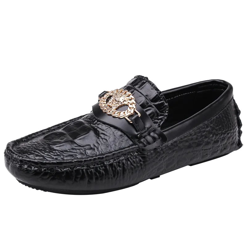 Men's Vintage Leather Crocodile-pattern Shoes Loafers Luxury Casual Driving Casual Shoes with Men Loafers Shoes Size 38-45