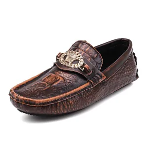 Men's Vintage Leather Crocodile-pattern Shoes Loafers Luxury Casual Driving Casual Shoes with Men Loafers Shoes Size 38-45