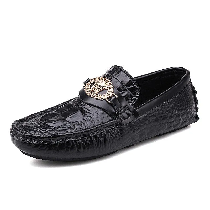 Men's Vintage Leather Crocodile-pattern Shoes Loafers Luxury Casual Driving Casual Shoes with Men Loafers Shoes Size 38-45