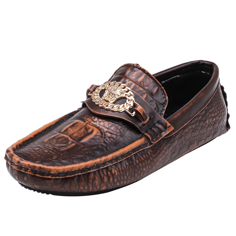 Men's Vintage Leather Crocodile-pattern Shoes Loafers Luxury Casual Driving Casual Shoes with Men Loafers Shoes Size 38-45