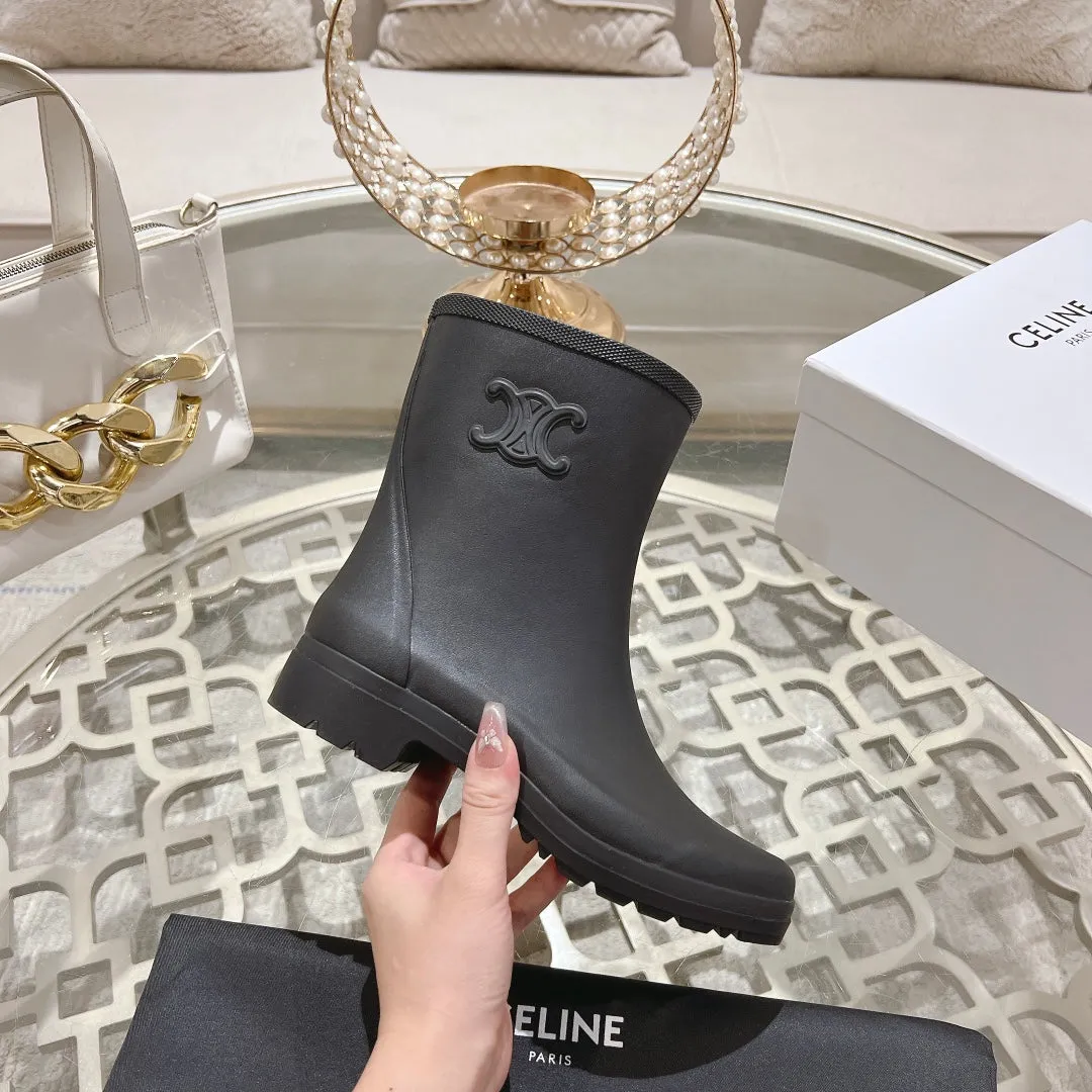 MID RAIN BOOTS IN BLACK NATURAL RUBBER