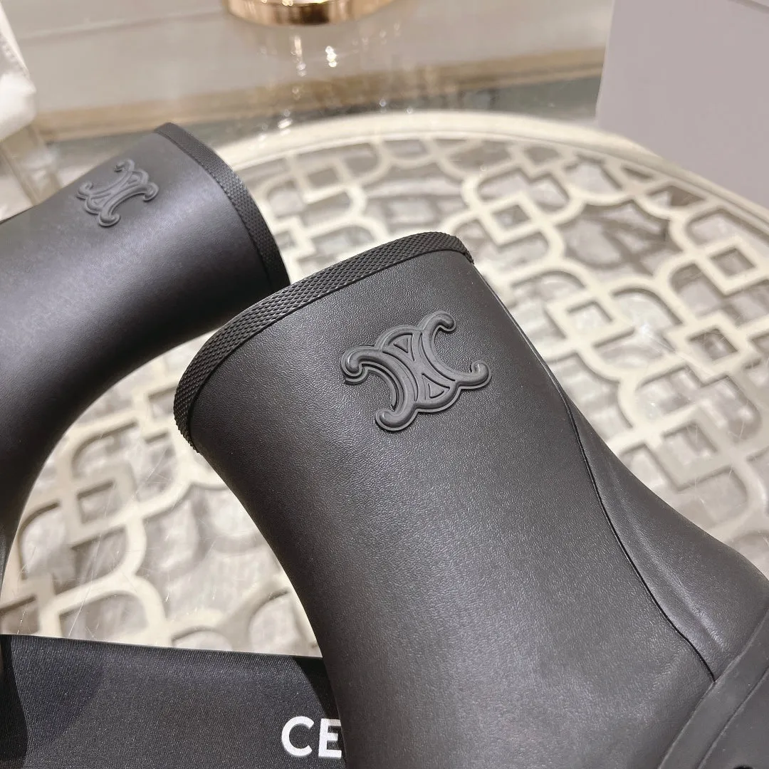 MID RAIN BOOTS IN BLACK NATURAL RUBBER