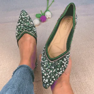 Nanccy Rhinestone Flat Bling Diamonds Bridal Shoes