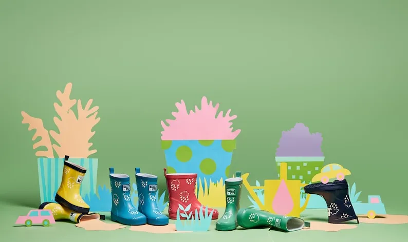 Navy Kids Wellies, Grass & Air Colour-Rain Boots