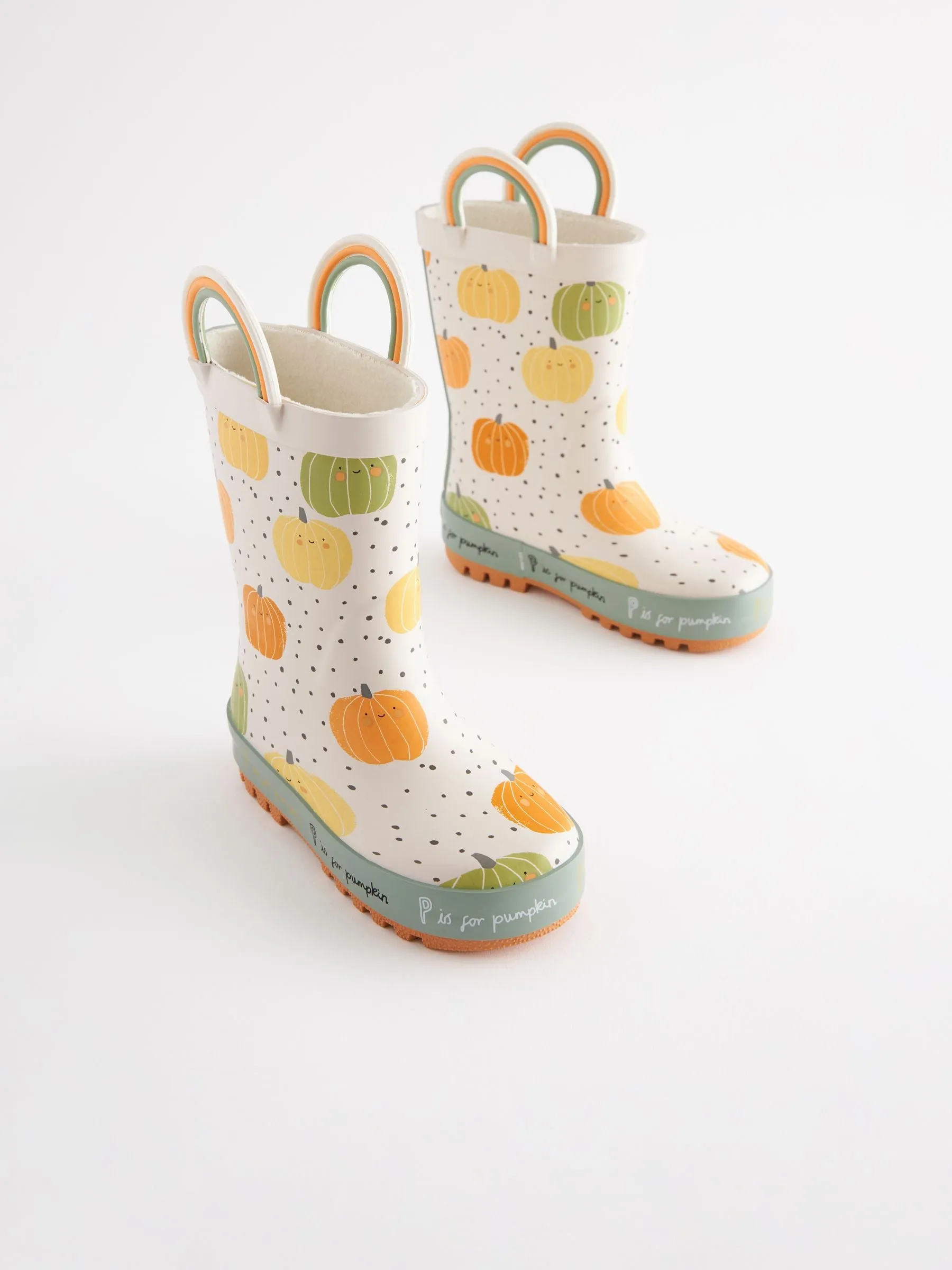 Neutral Pumpkin Handle Wellies
