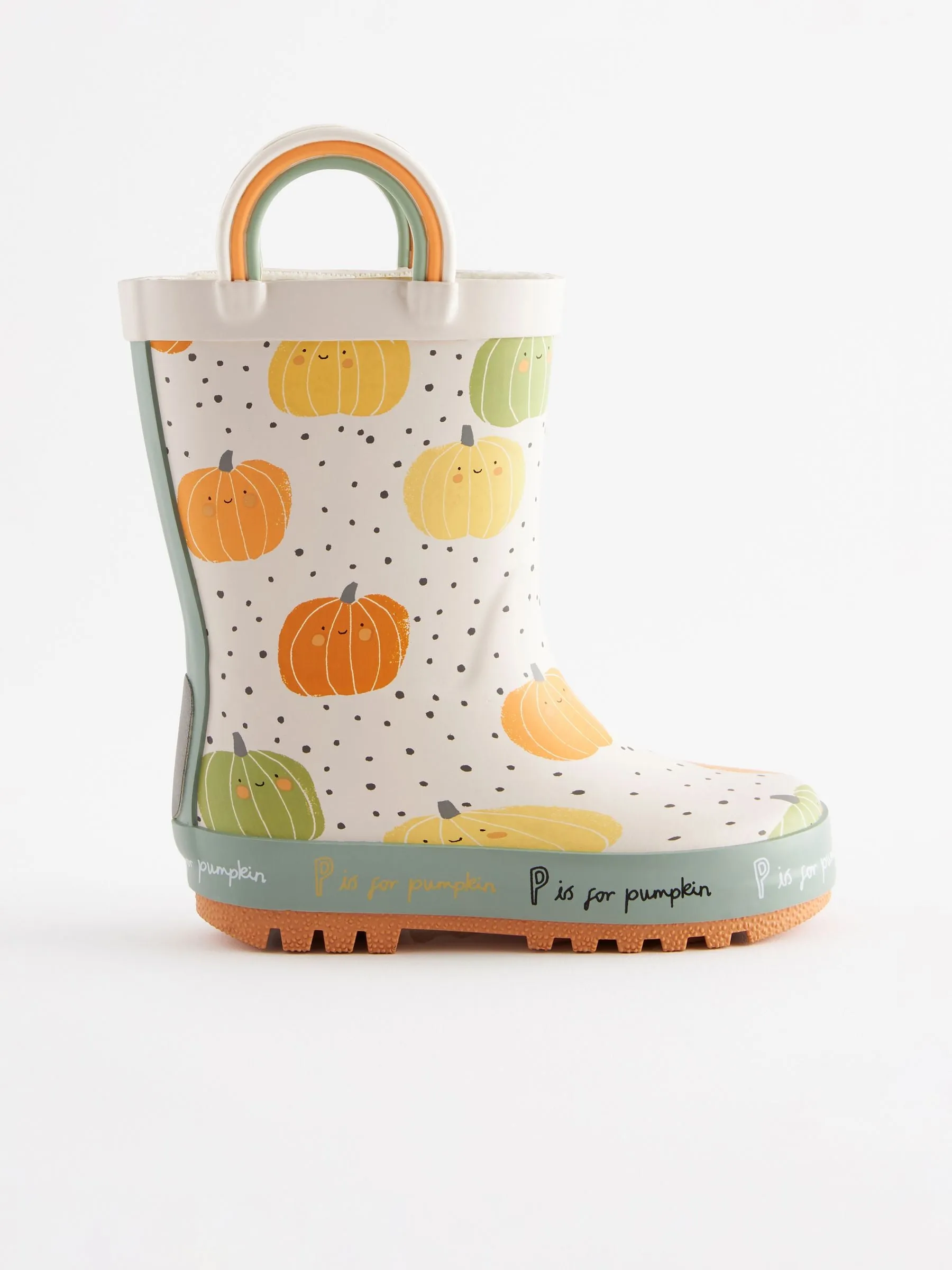 Neutral Pumpkin Handle Wellies