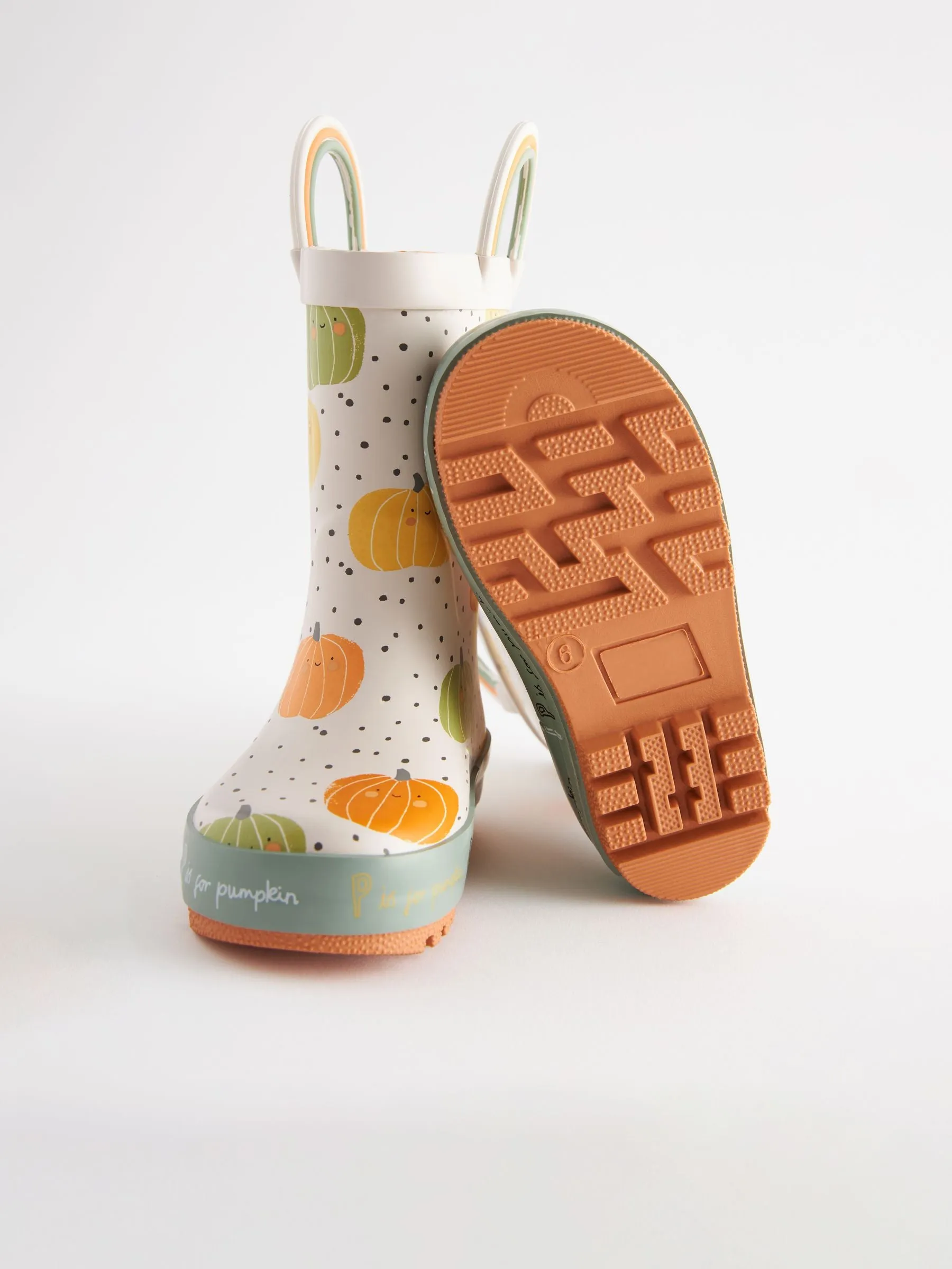 Neutral Pumpkin Handle Wellies
