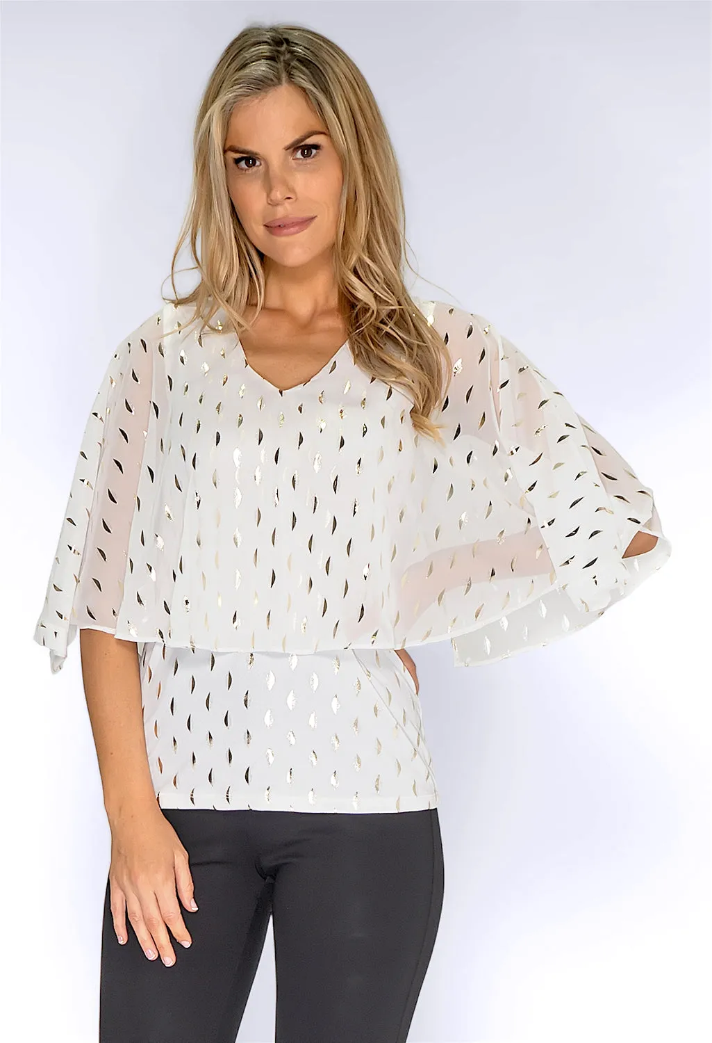 Off-White and Gold Layered Top