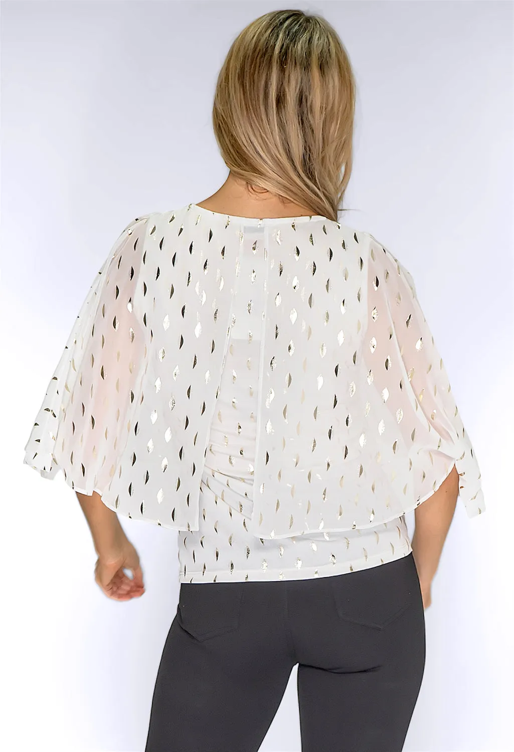 Off-White and Gold Layered Top