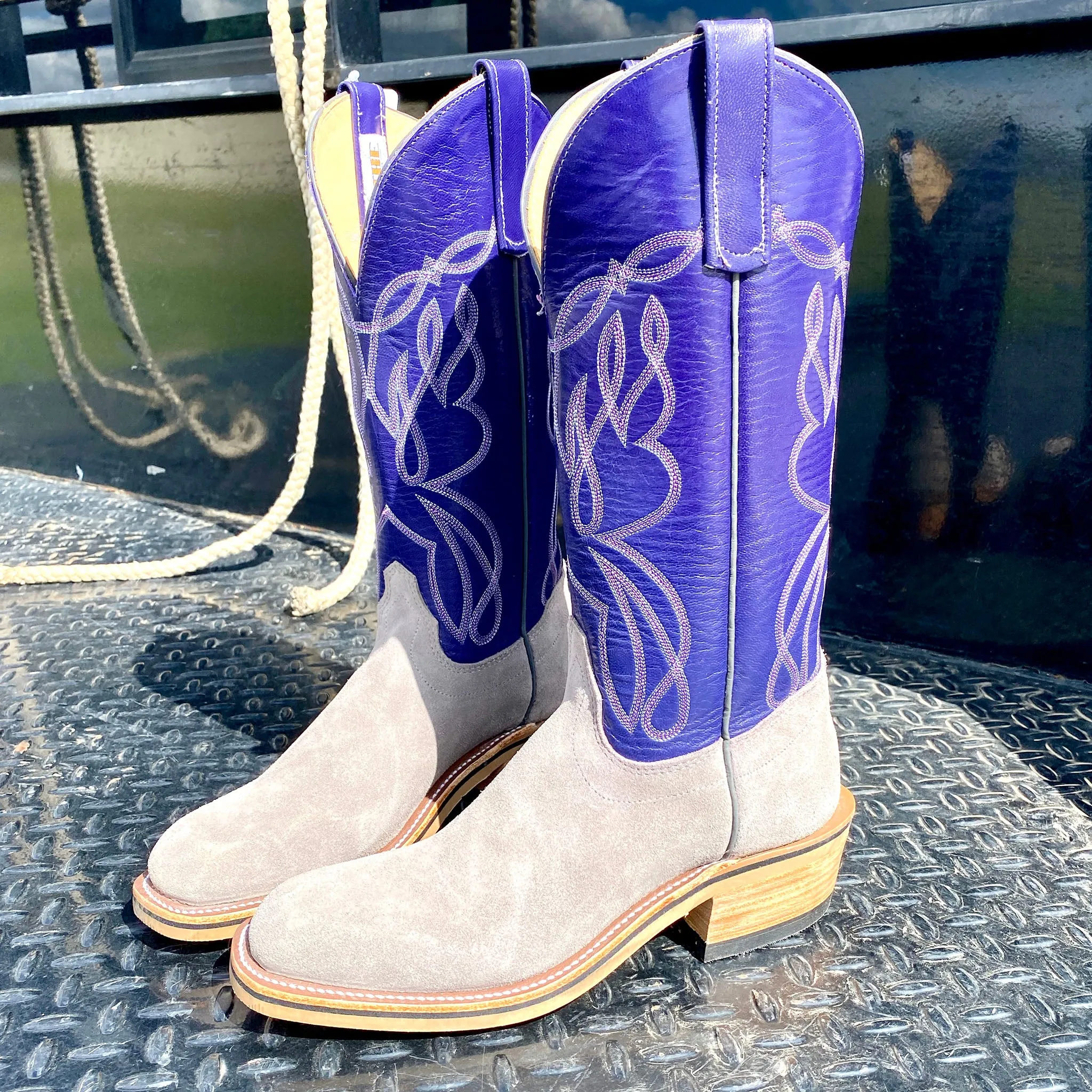 Olathe Grey and Purple Smoked Bacon Boots