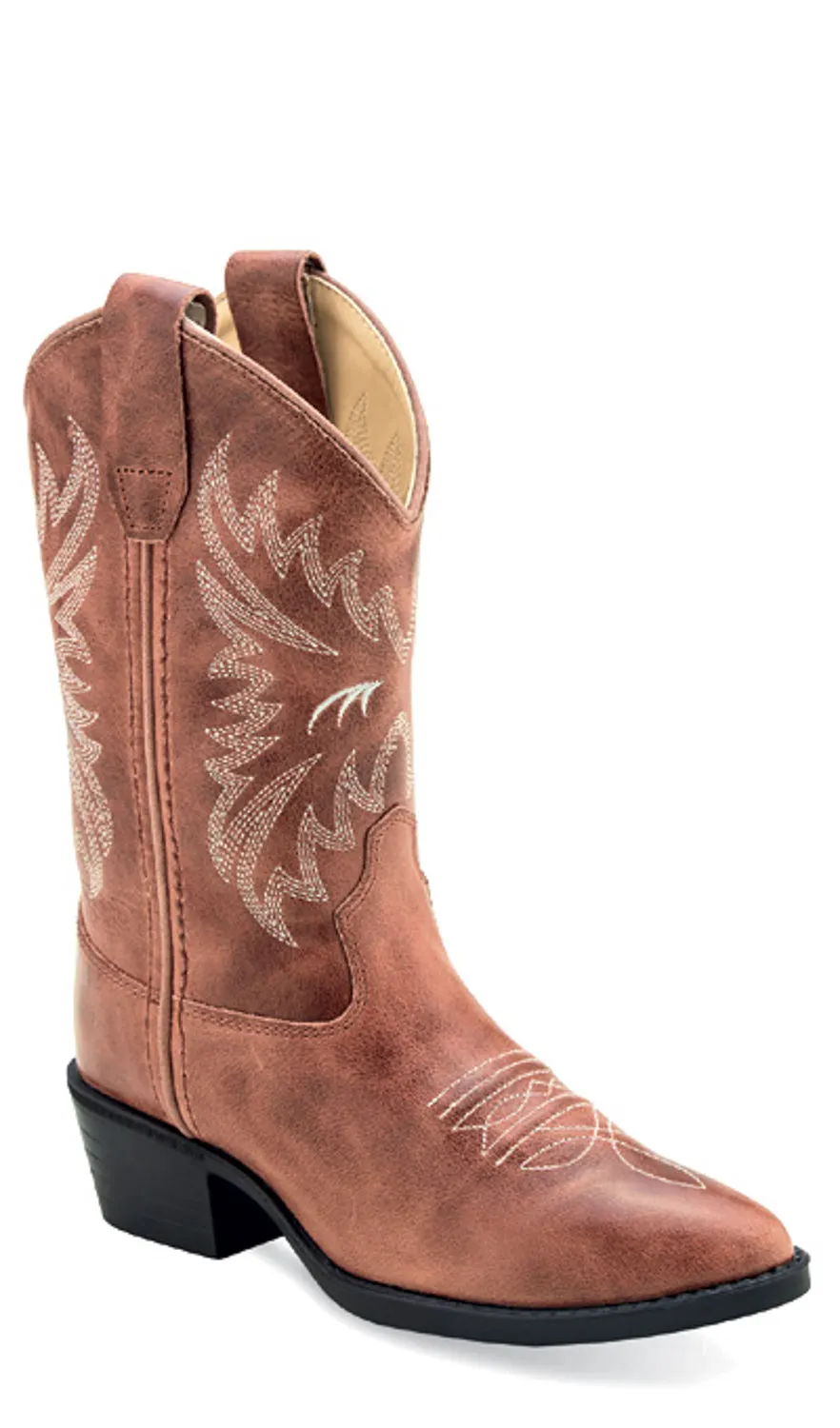 Old West Children Girls Western Cactus Pink Leather Cowboy Boots 11.5 D