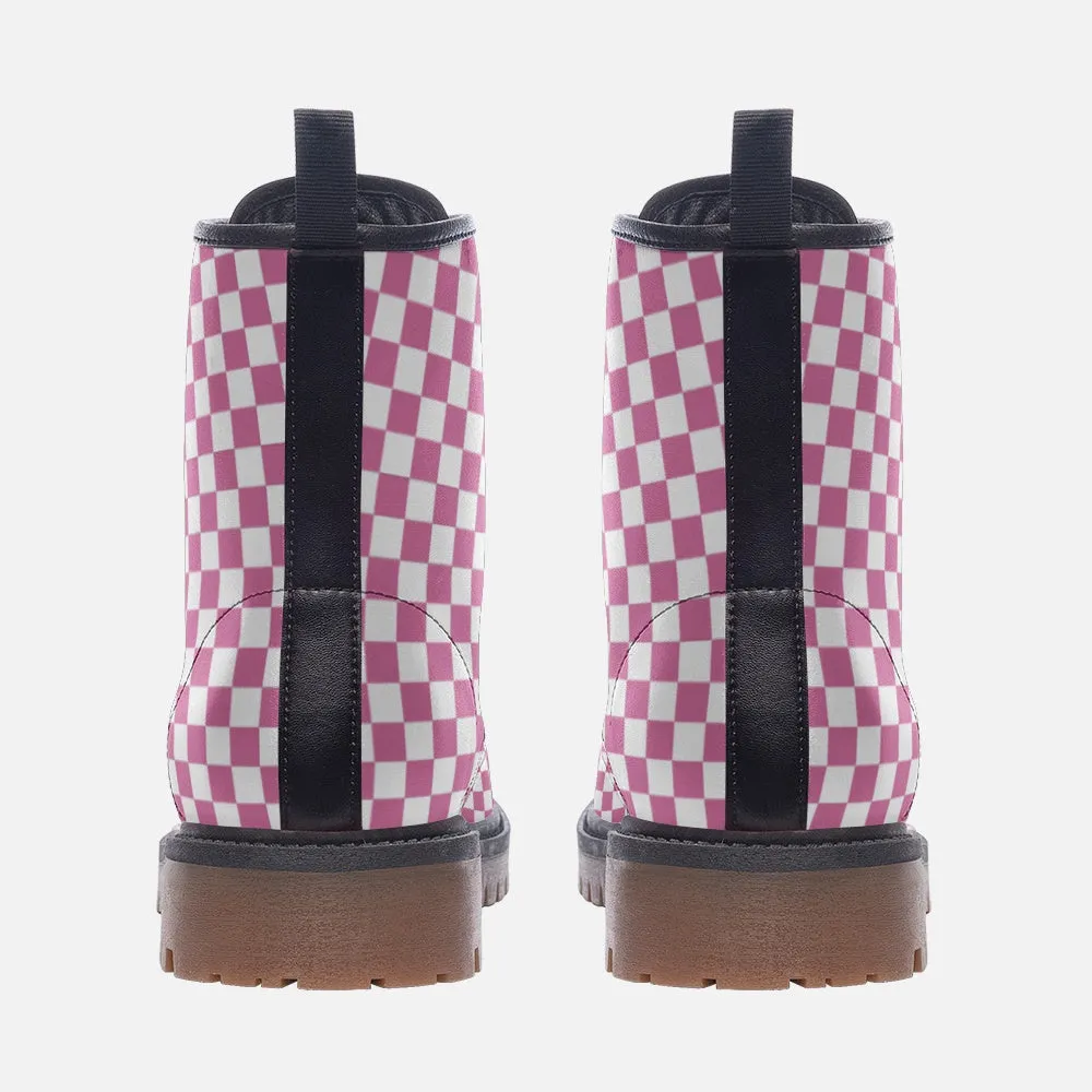 Pink Checkmate Combat Boots ( For Girls|Women| Men)