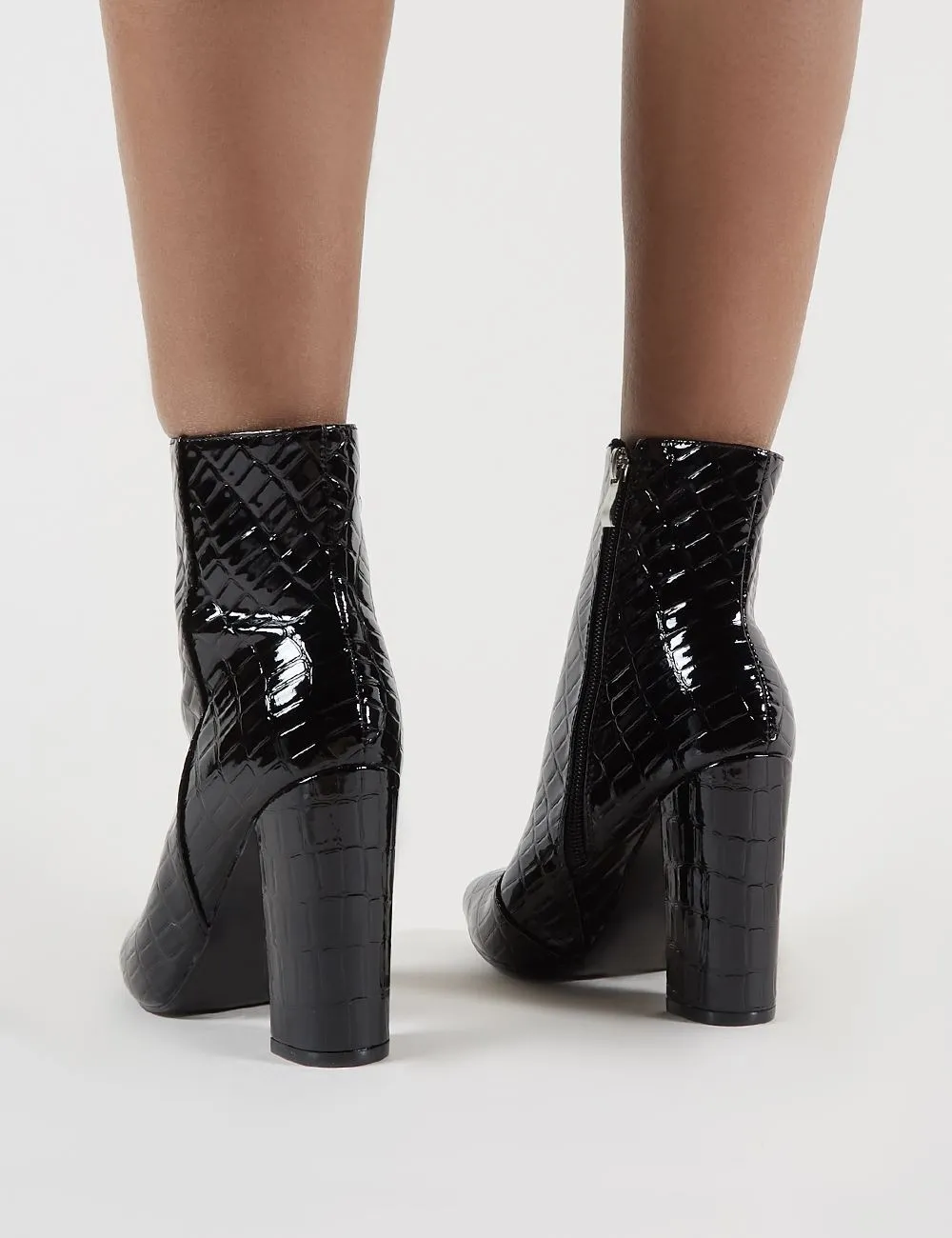 Presley Ankle Boots in Black Croc