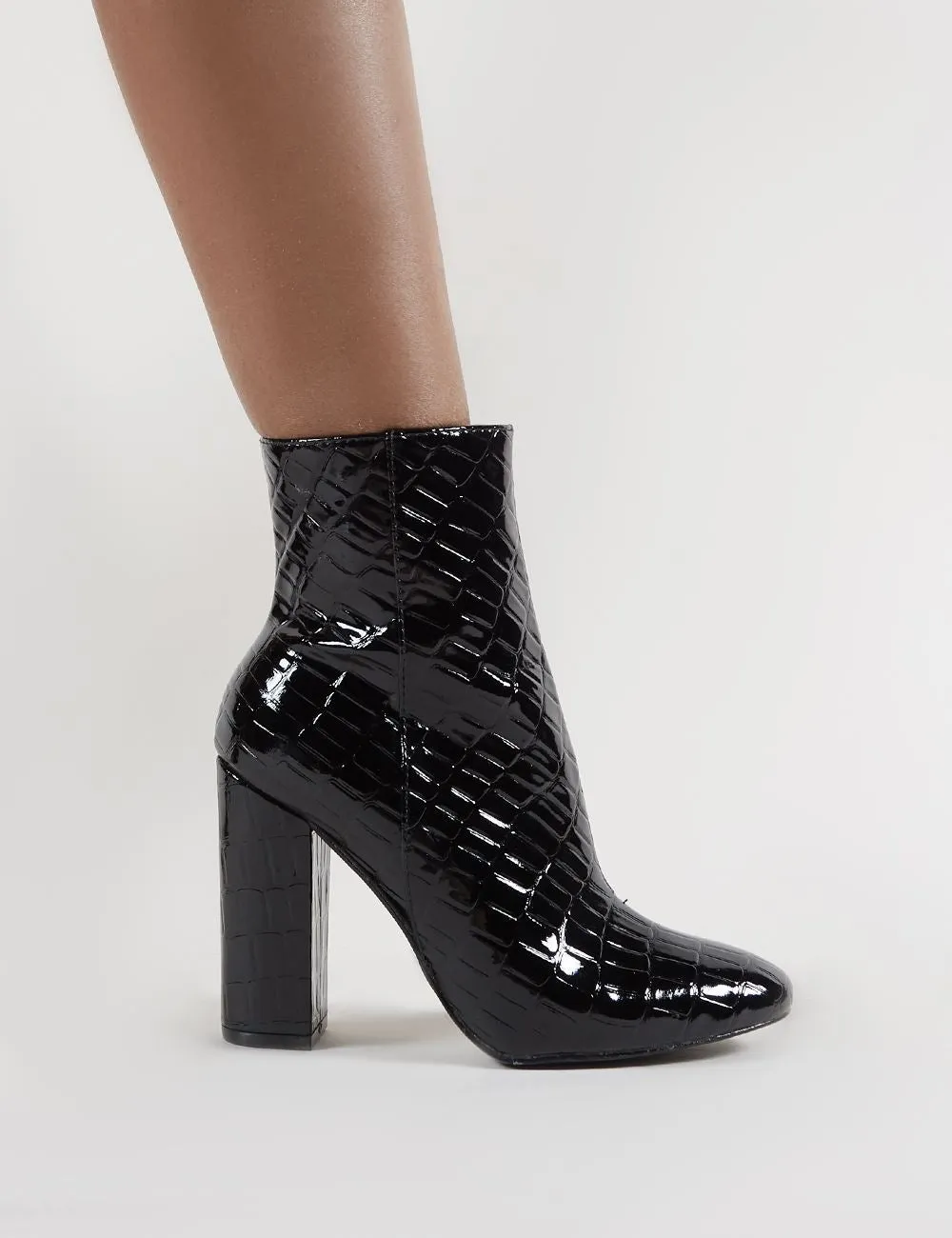 Presley Ankle Boots in Black Croc