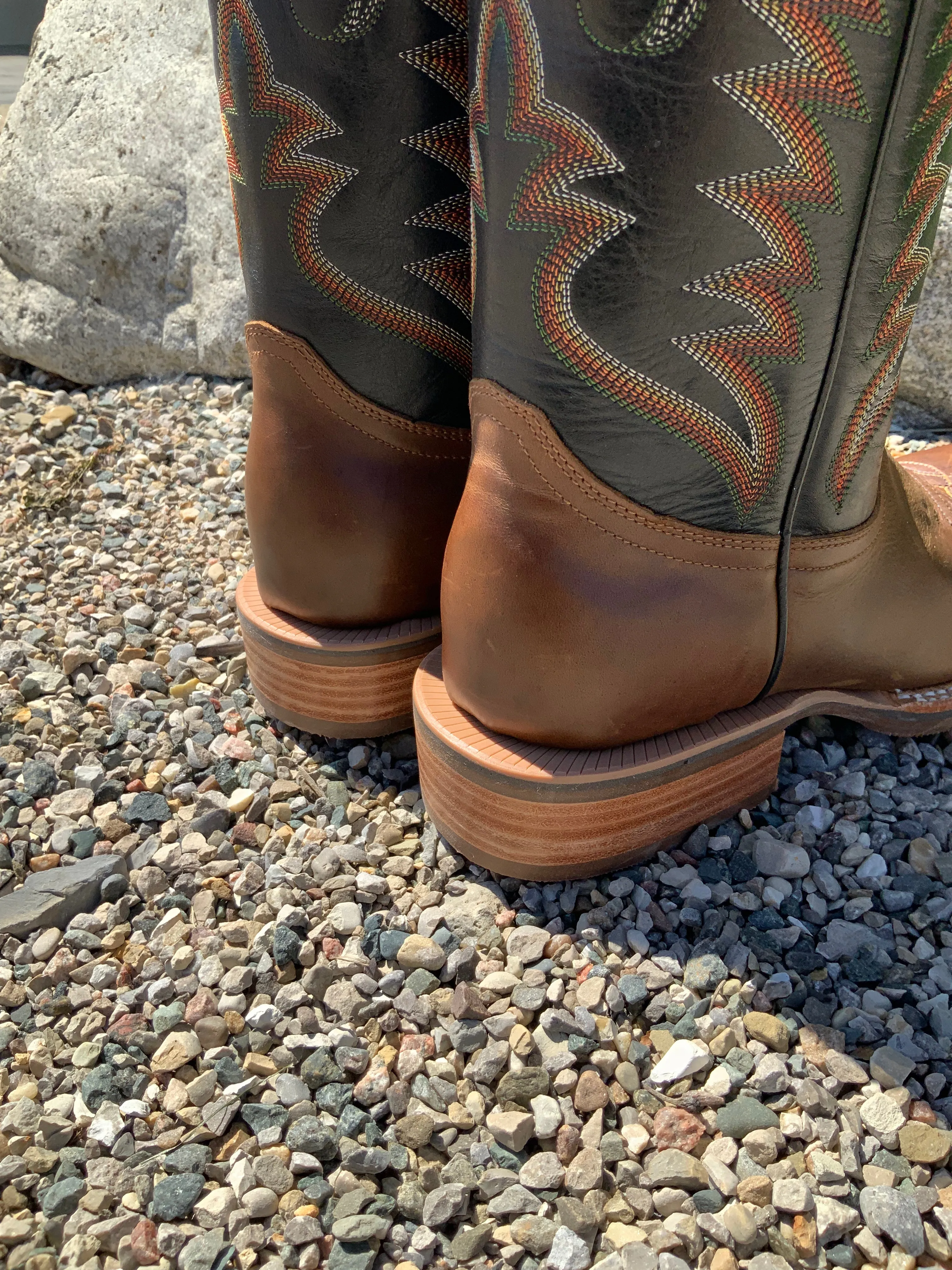 R. Watson Men's Arizona Meil Black Sinatra Cowhide Round Toe Cowboy Boots RW8500-4