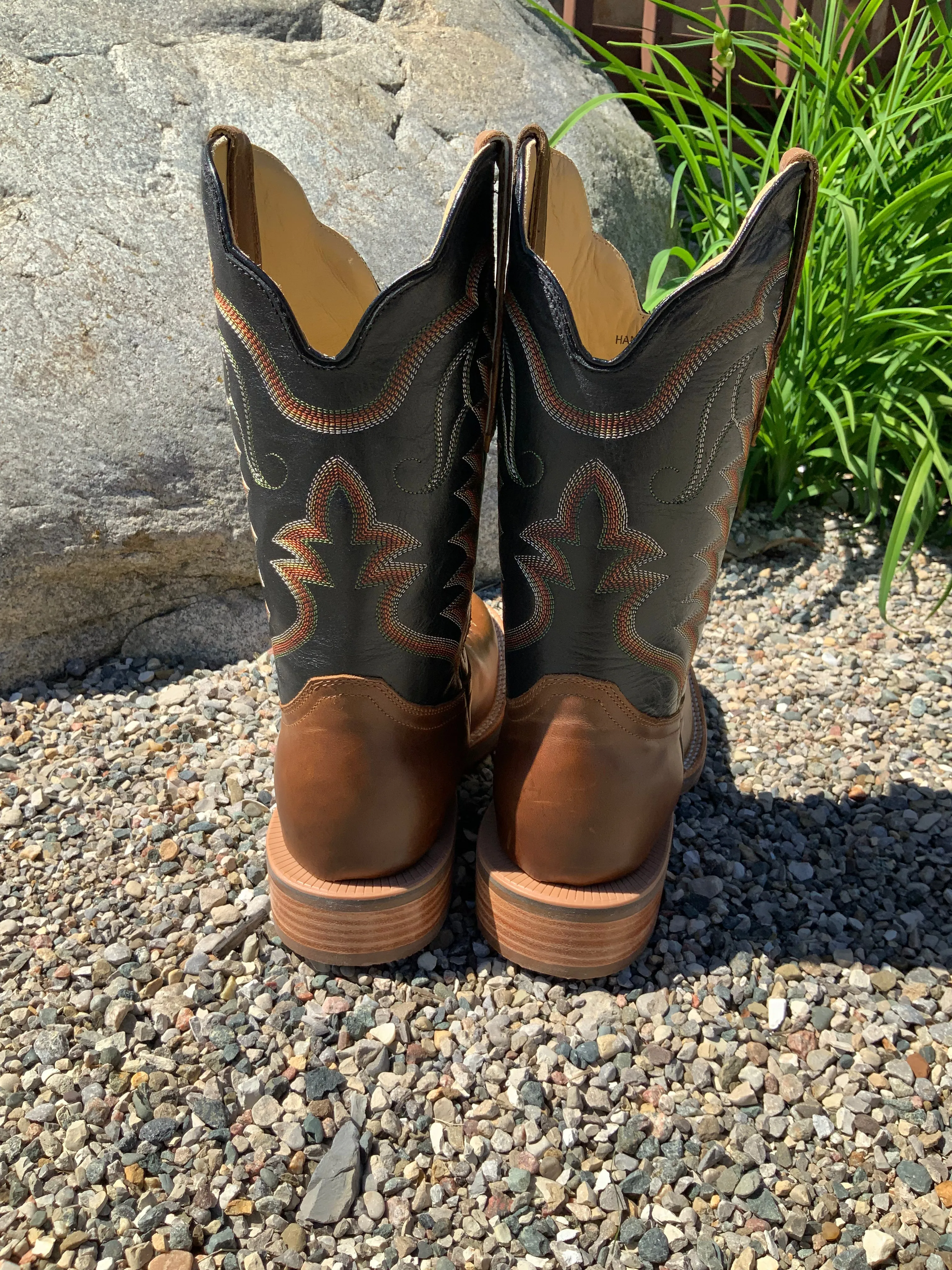 R. Watson Men's Arizona Meil Black Sinatra Cowhide Round Toe Cowboy Boots RW8500-4