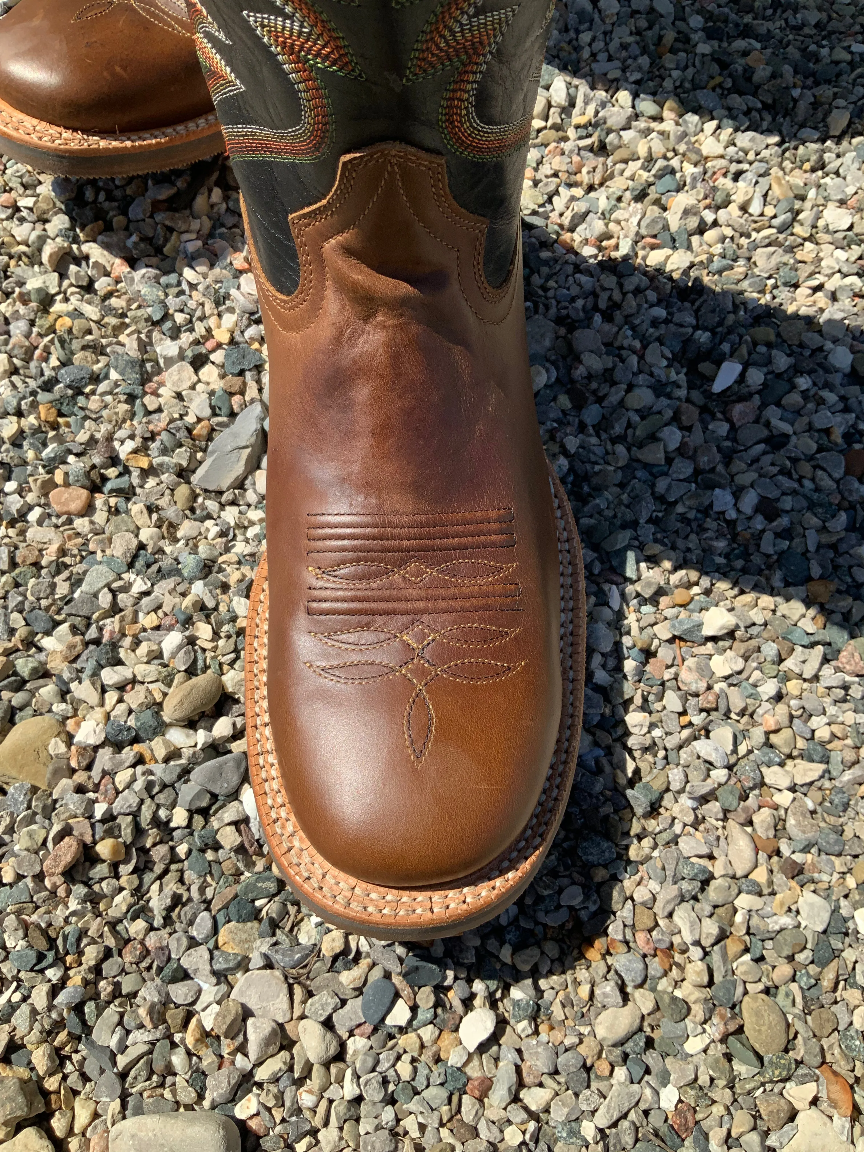 R. Watson Men's Arizona Meil Black Sinatra Cowhide Round Toe Cowboy Boots RW8500-4