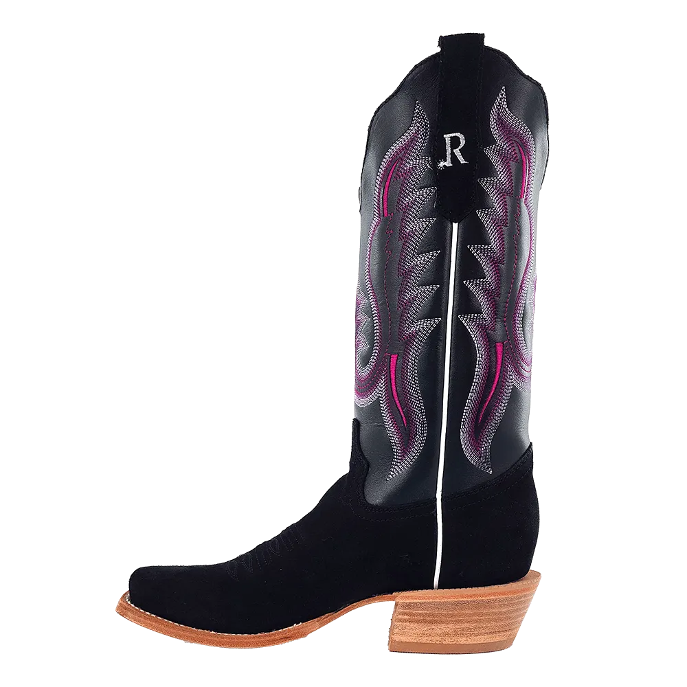 R. Watson Women's Black Rough Out Western Boots RWL8400-1