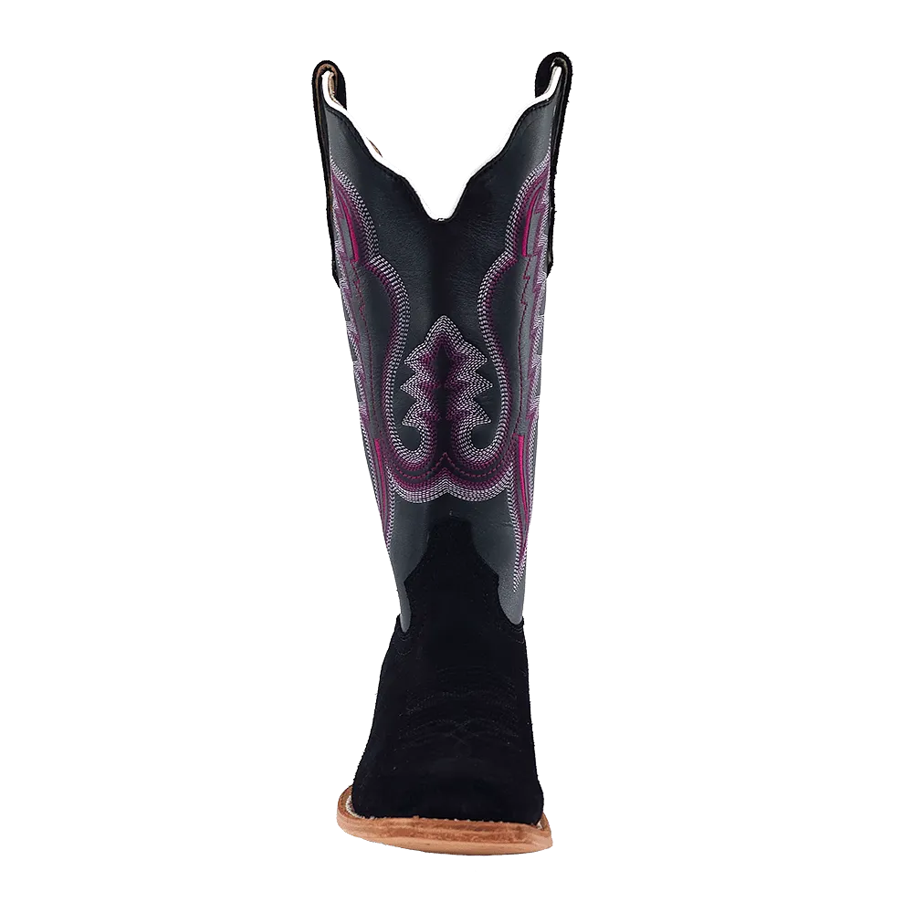 R. Watson Women's Black Rough Out Western Boots RWL8400-1