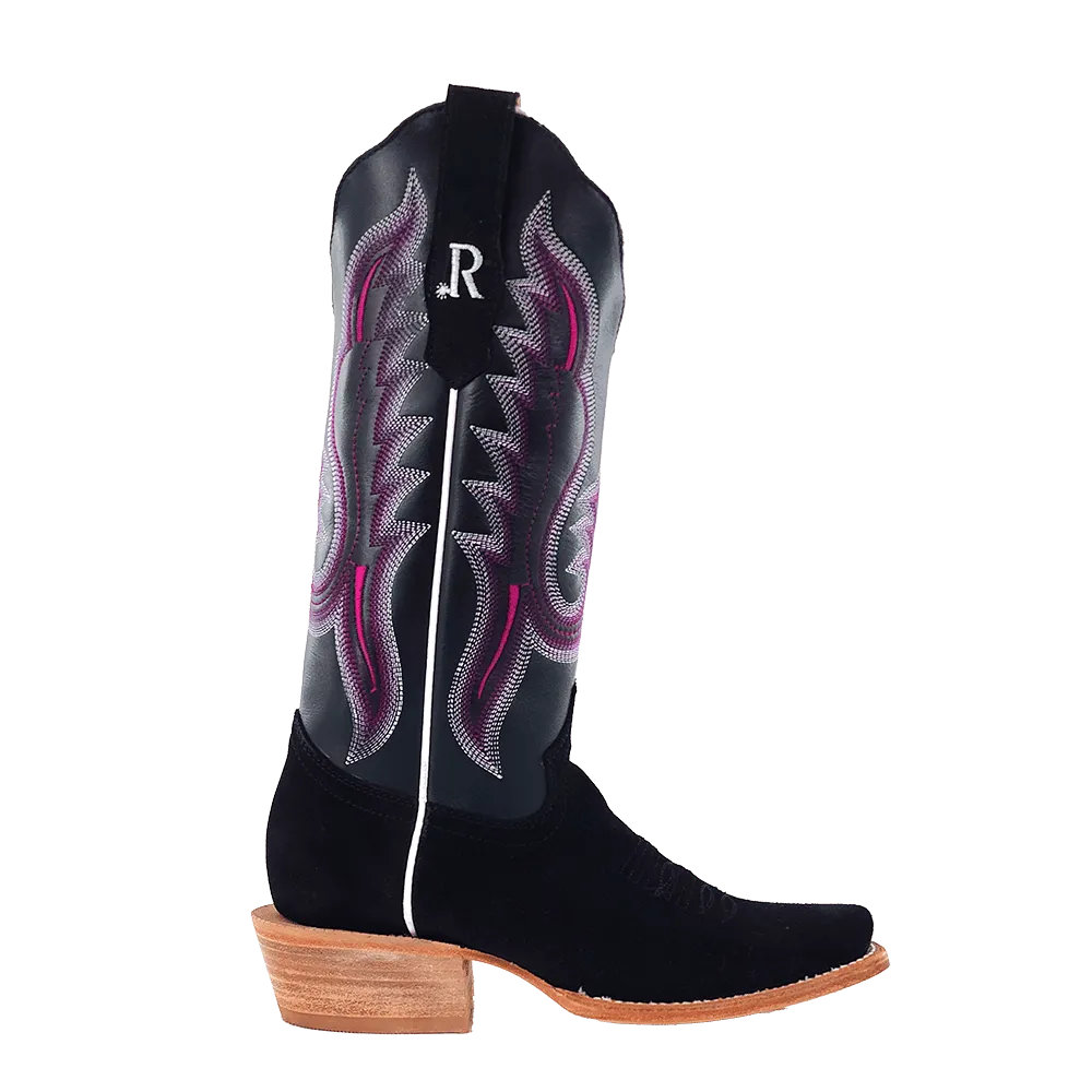 R. Watson Women's Black Rough Out Western Boots RWL8400-1