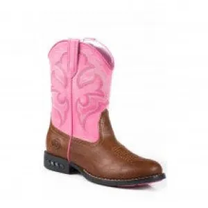 Roper Toddler Lightning Boots - Tan/Pink