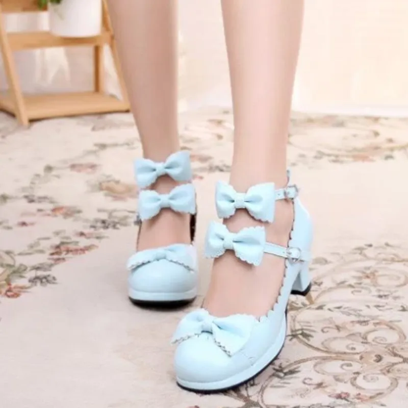 Ruffle Strap Bow Shoes AD11275
